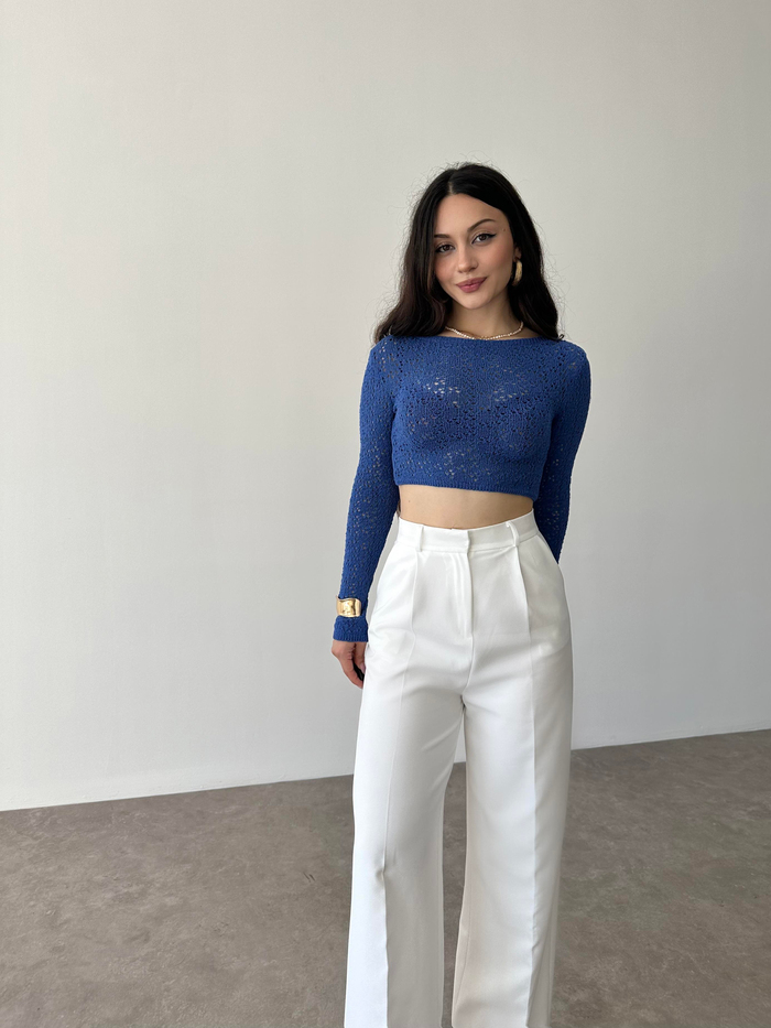 Zra Orj. Yüksek Belli Beyaz Palazzo