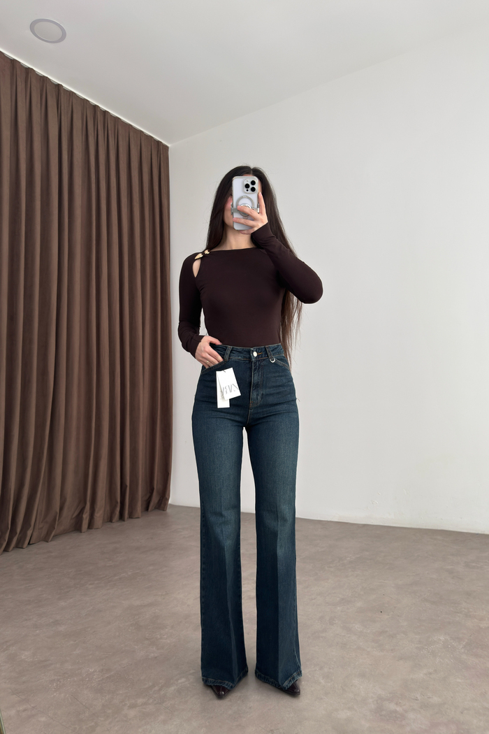 Zra Orj. Ütü Detaylı Flare Vintage Mavi Jean 