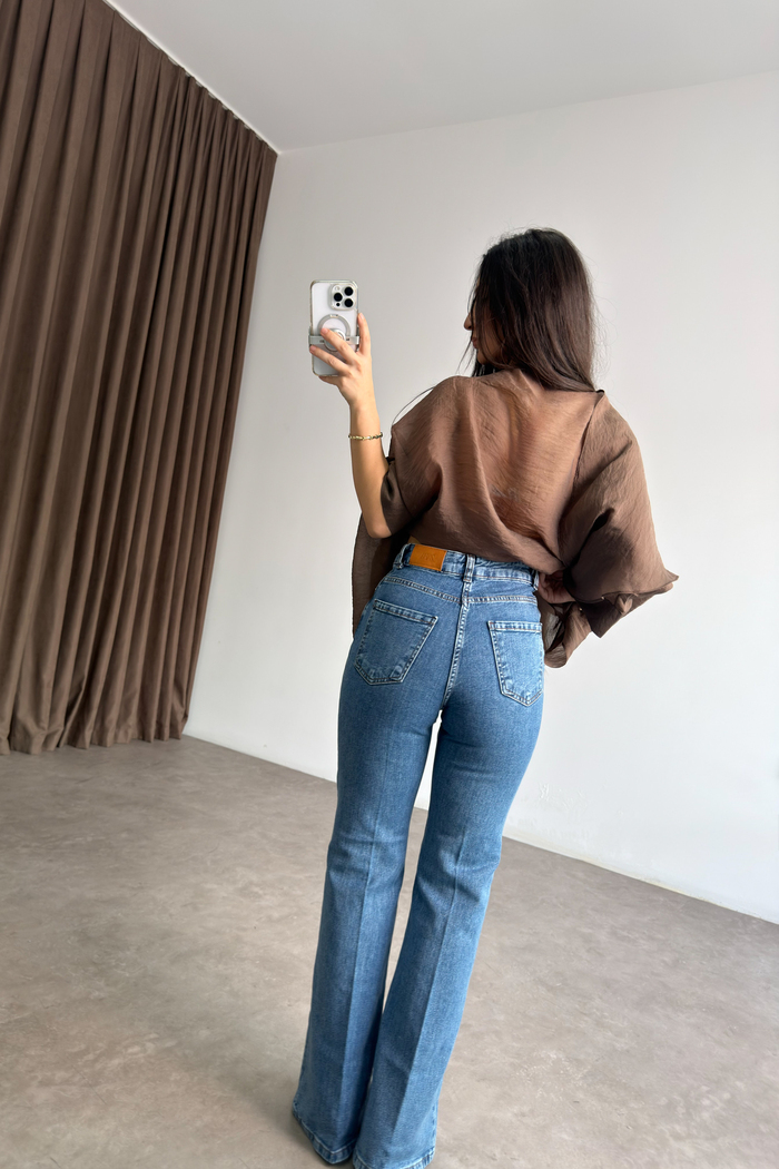 Zra Orj. Ütü Detaylı Flare Açık  Mavi Jean 