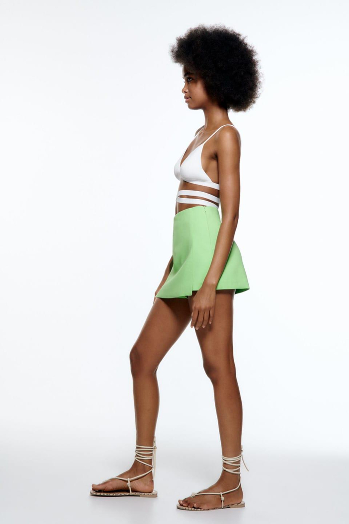 Zra Orj. Yüksek Belli Yeşil Şort Etek