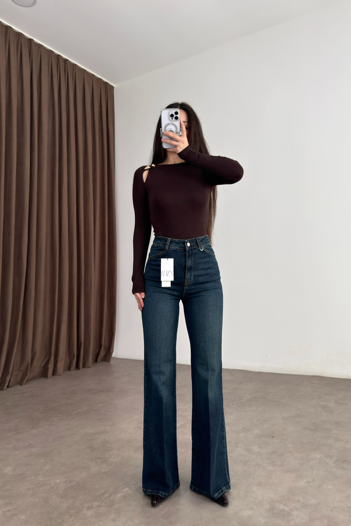 Zra Orj. Ütü Detaylı Flare Vintage Mavi Jean 