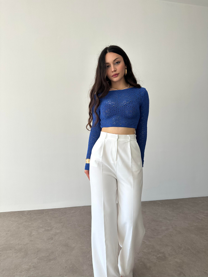 Zra Orj. Yüksek Belli Beyaz Palazzo