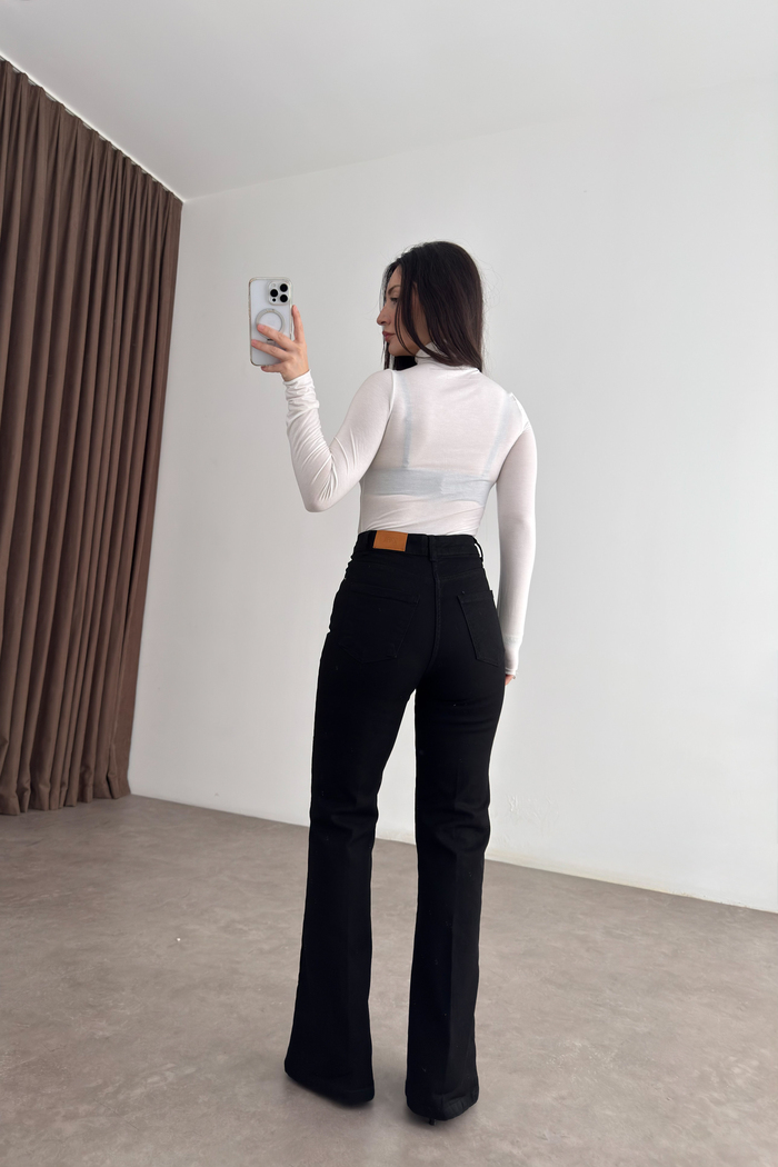 Zra Orj. Ütü Detaylı Flare Siyah Jean 