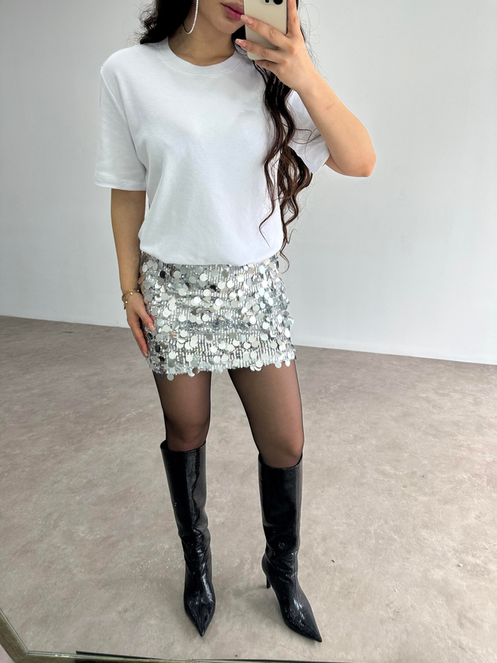 ZRA Orj. Pullu Etek Gümüş