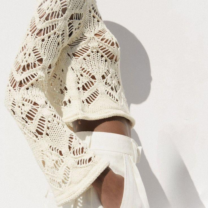 Zra Orj. Örgü File Detaylı Krem Kazak 