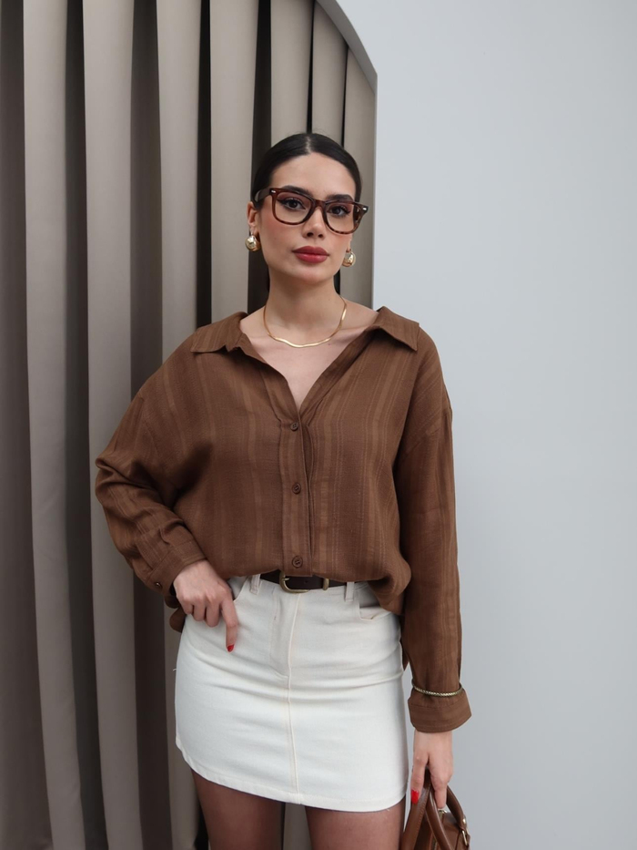 Açık Yaka Jakarlı Gömlek