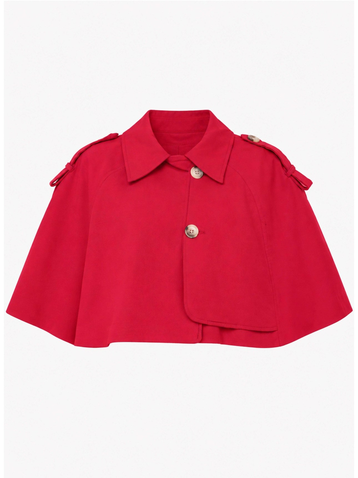 Apoletli Pelerin Kısa Trench