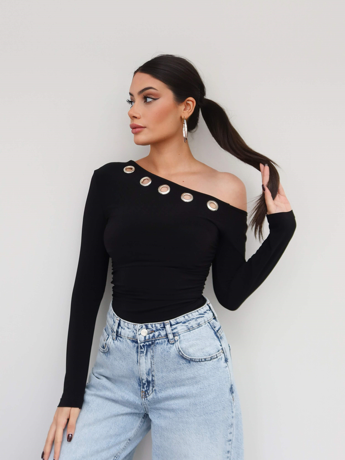 Asimetrik Kuşgözü Detay Bluz E.H Collection