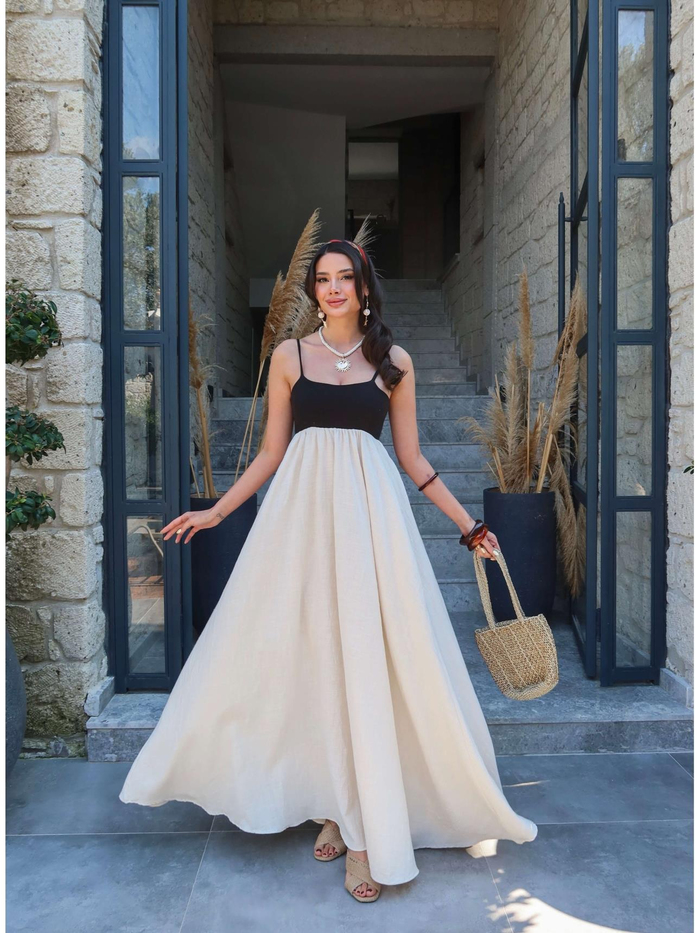 Askılı Poplin Maxi Elbise