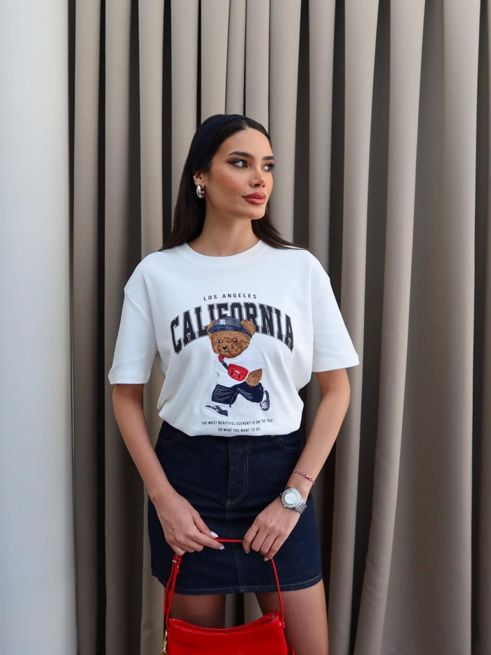 Bear California Baskılı T-Shirt