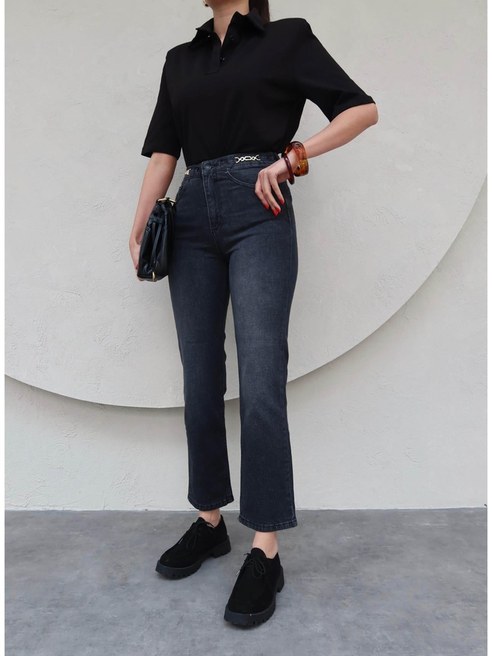 Bel Aksesuarlı Momfit Jean