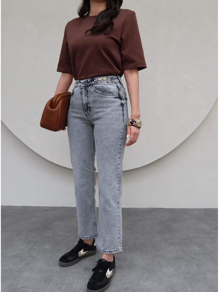 Bel Aksesuarlı Momfit Jean