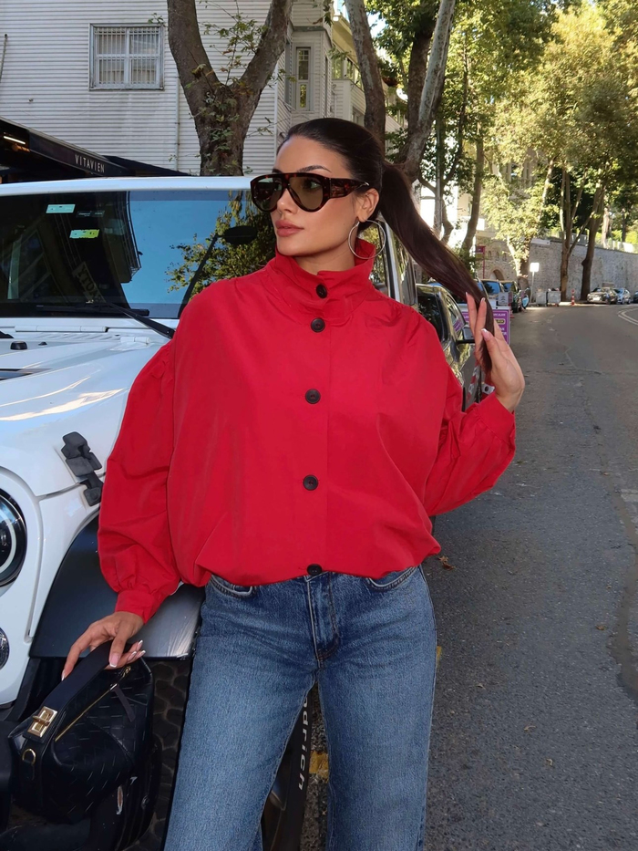 Bel Büzgülü Düğmeli Trench