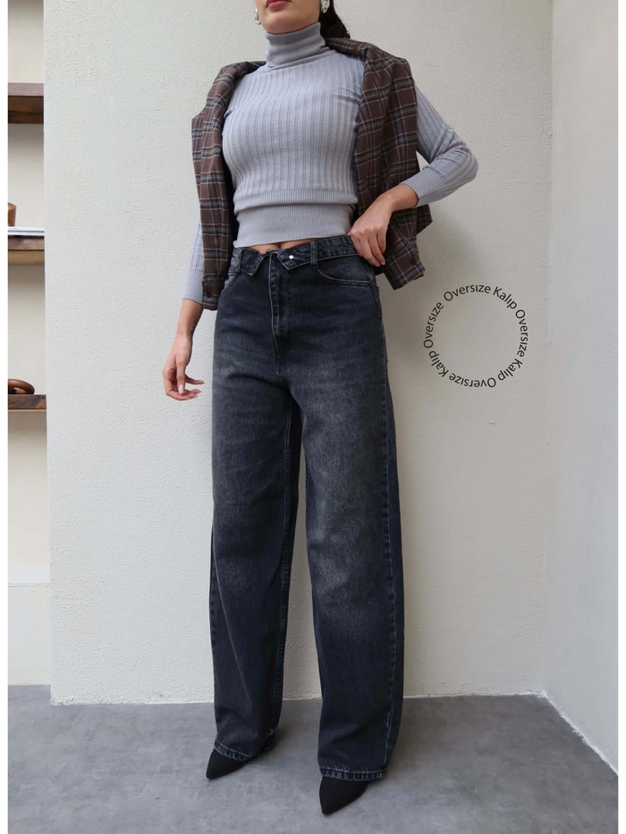 Bel Katlama Geniş Paça Jean