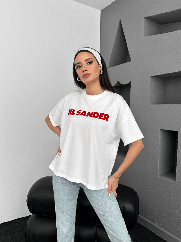 Beyaz Sander Baskılı Tshirt