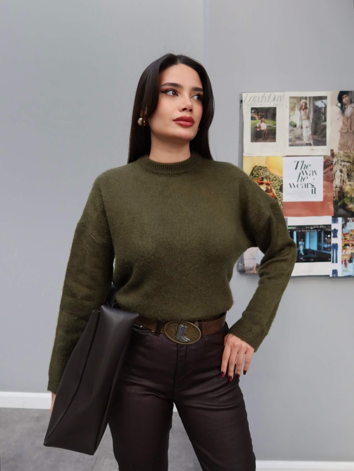 Bisiklet Yaka Basic Yün Kazak