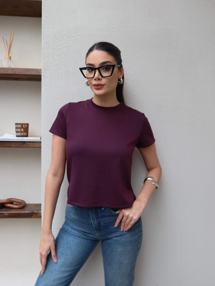 Bisiklet Yaka Düz Tshirt
