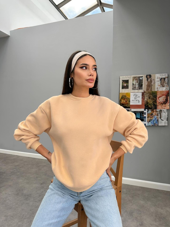 Bisiklet Yaka Oversize Basic Sweatshirt
