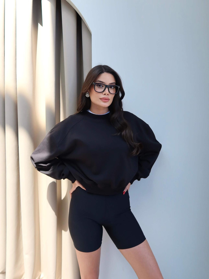 Bisiklet Yaka Uzun Kollu Sweatshirt