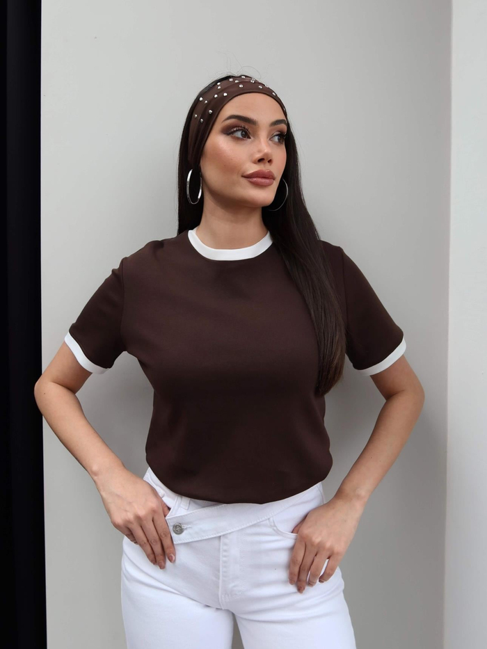 Biyeli Bisiklet Yaka T-Shirt