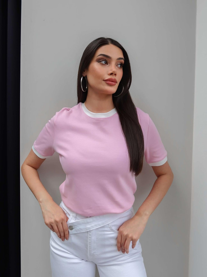 Biyeli Bisiklet Yaka T-Shirt