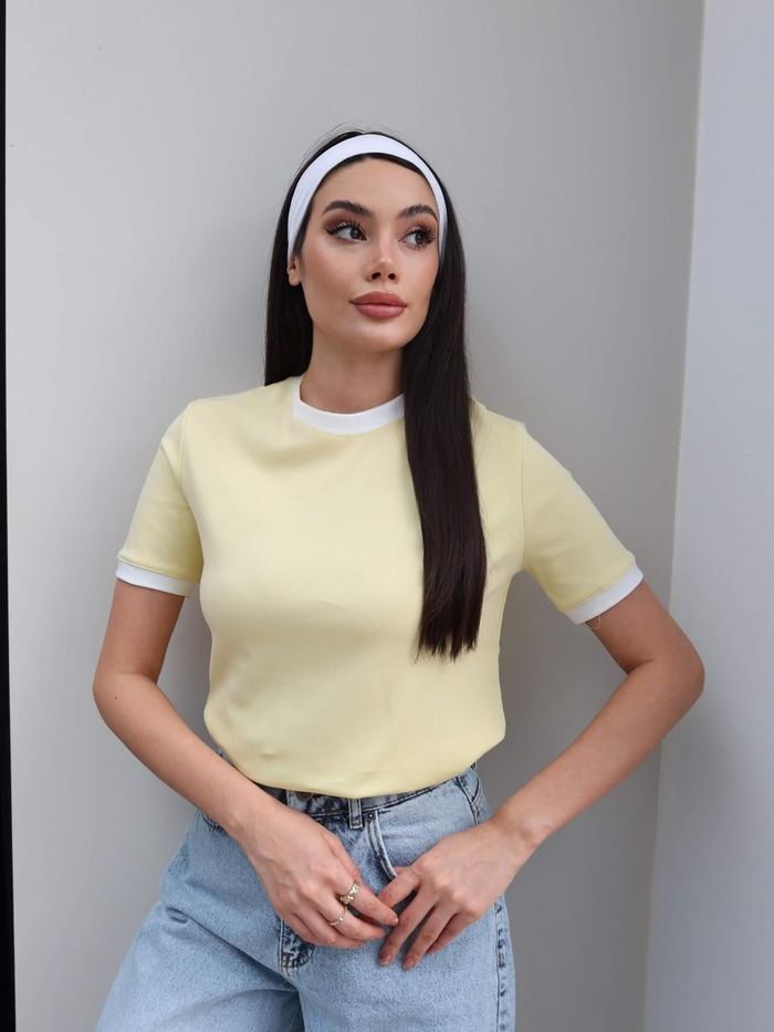 Biyeli Bisiklet Yaka T-Shirt