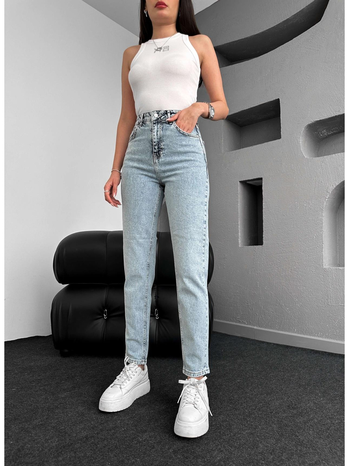 Blue Likralı Mom Jean