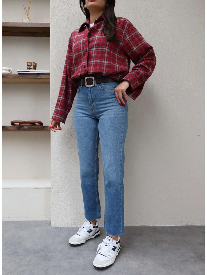Blue Paça Kesik Orj Jean