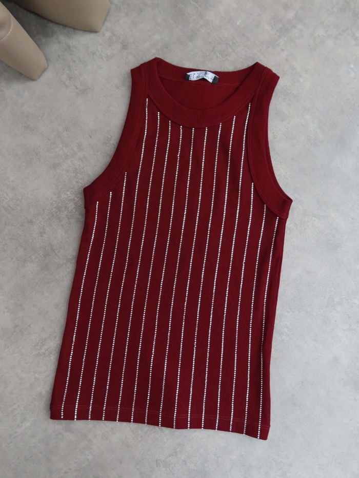 Bordo Diamond Şeritli Atlet