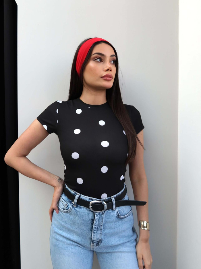 Büyük Puantiyeli Basic Tshirt