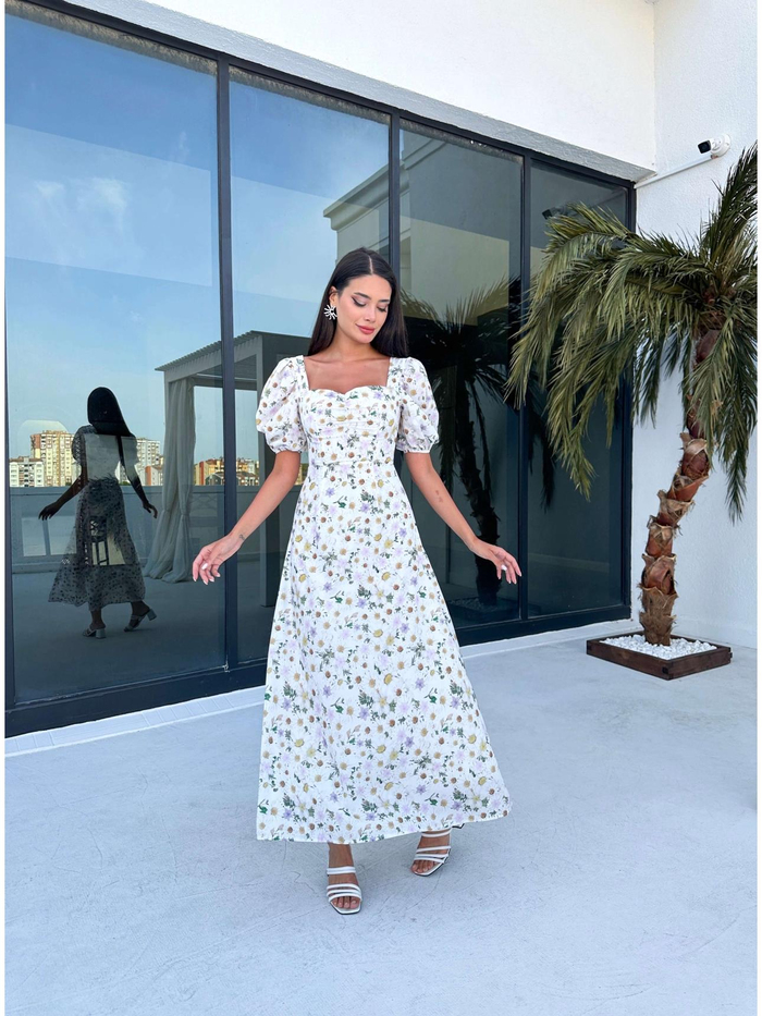 Daisy Balon Kollu Midi Elbise