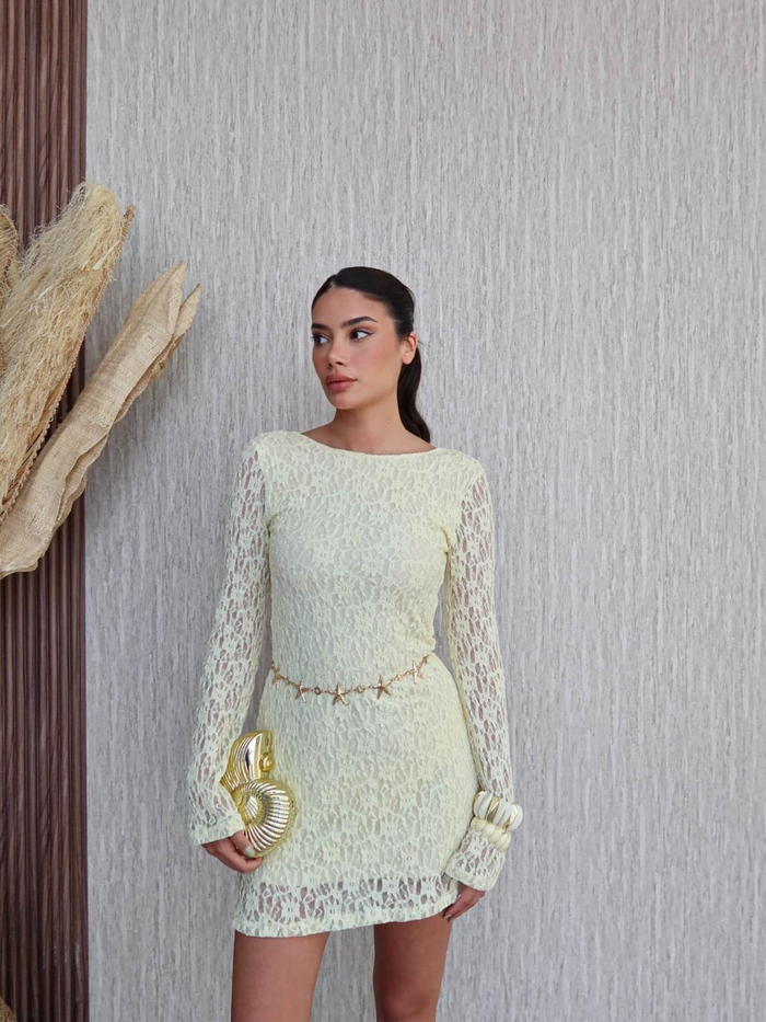 Dantelli Uzun Kol Elbise