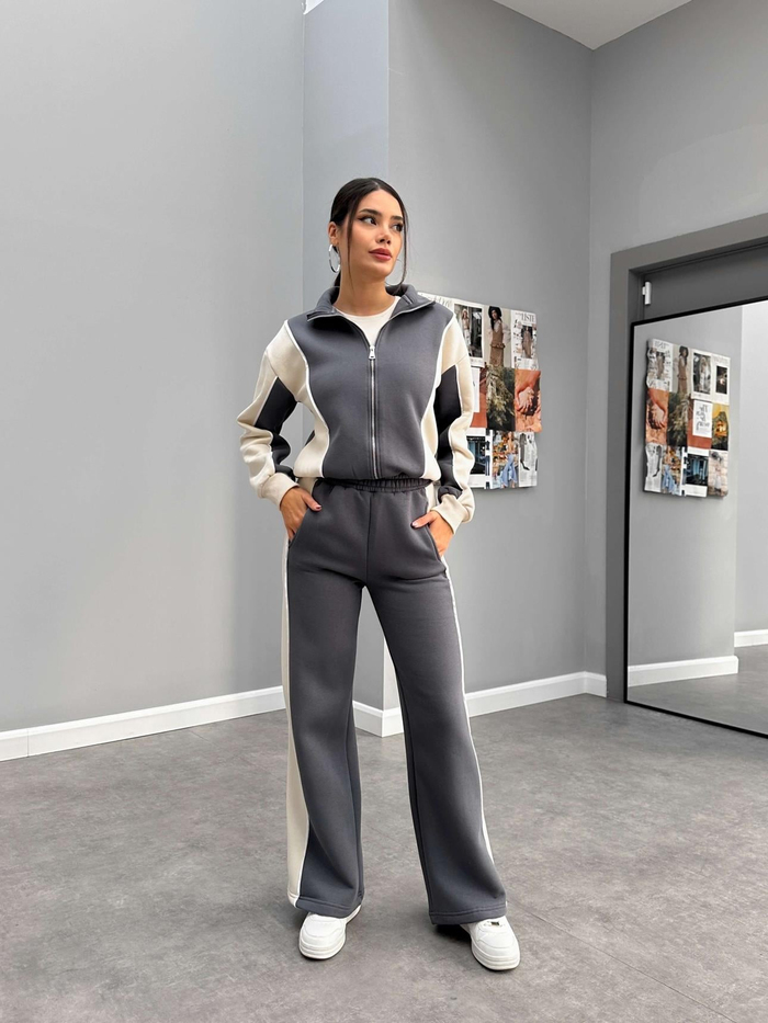 Double Color Biyeli Sweatshirt Takım