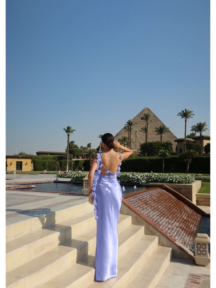 EH Collection Çiçek Aplikeli Saten Elbise