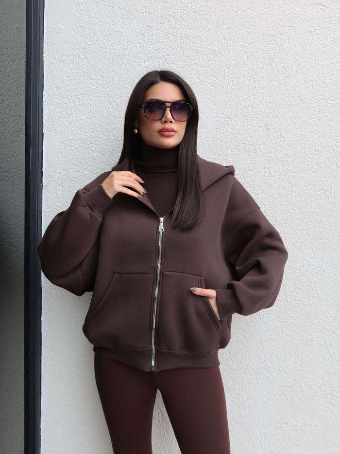 Fermuarlı Şardonlu Sweatshirt