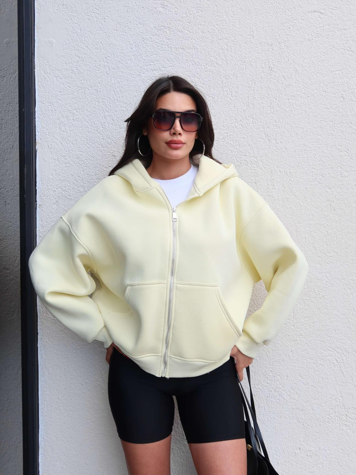 Fermuarlı Şardonlu Sweatshirt