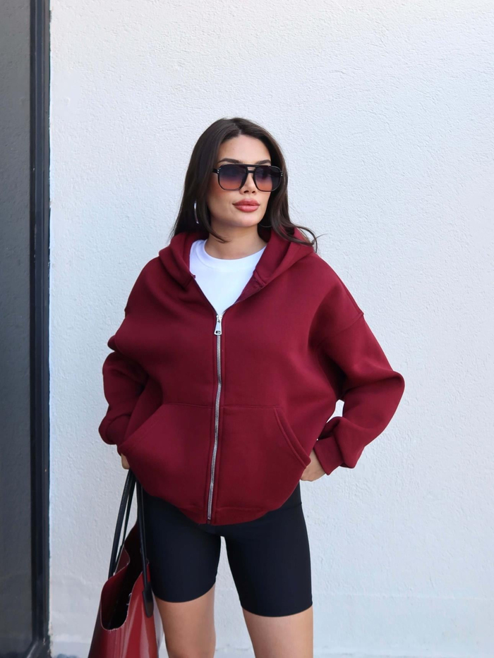 Fermuarlı Şardonlu Sweatshirt