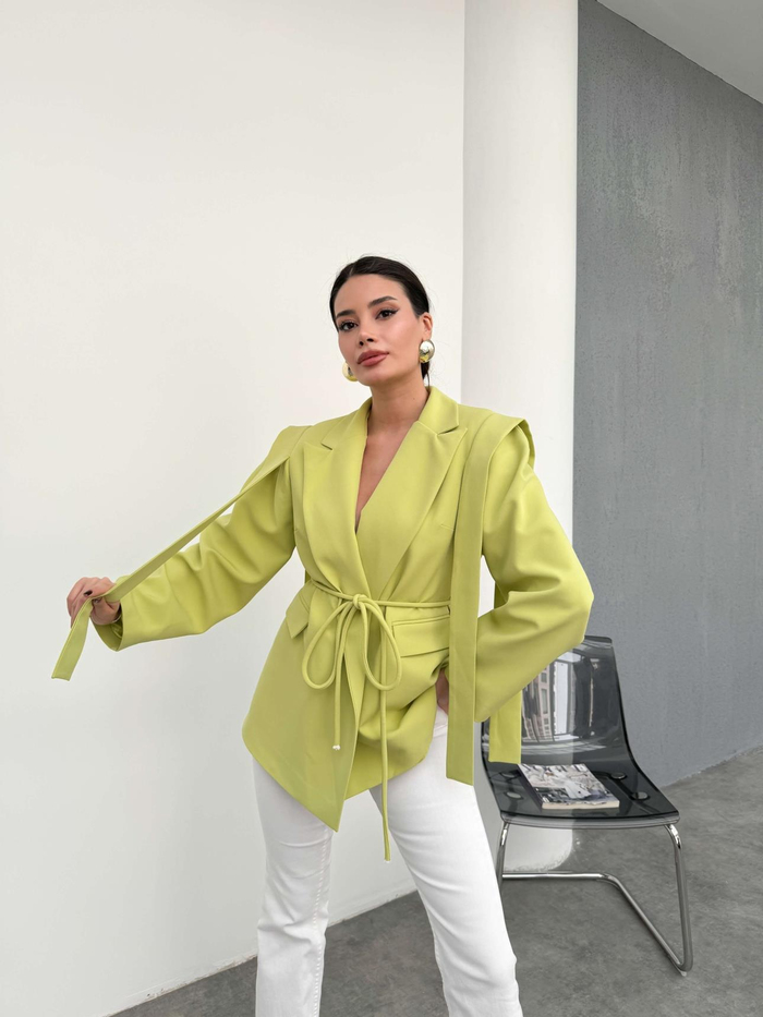Fıstık Yeşili Düz Cool Oversize Ceket