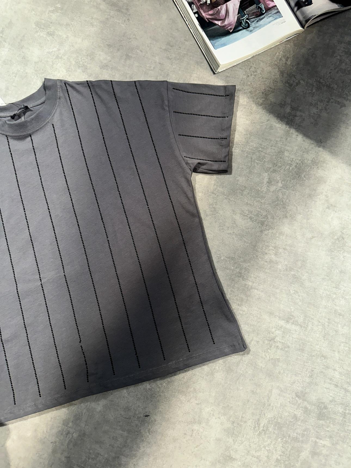 Füme Taş Çizgili Tshirt