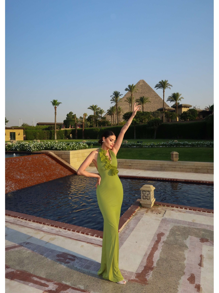 Halter Yaka Organze Çiçekli Elbise E.H Collection