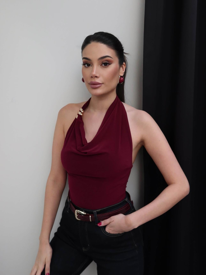 Halter Yaka Tokalı Bluz