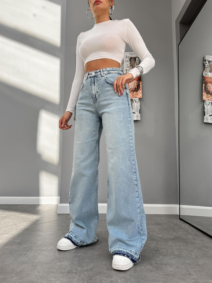 Iceblue Paça Püsküllü Wide Leg Jean