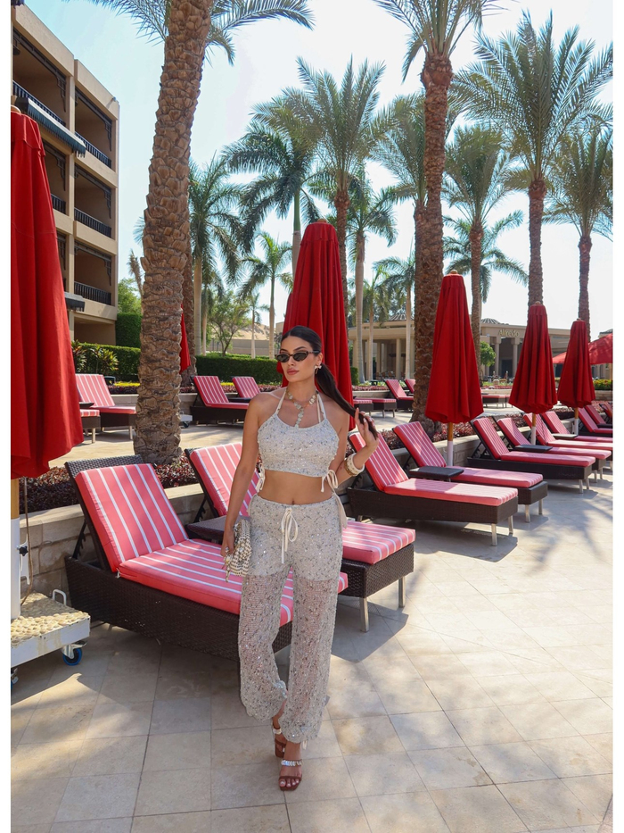 Işıltılı Halter Crop Takım EH Collection