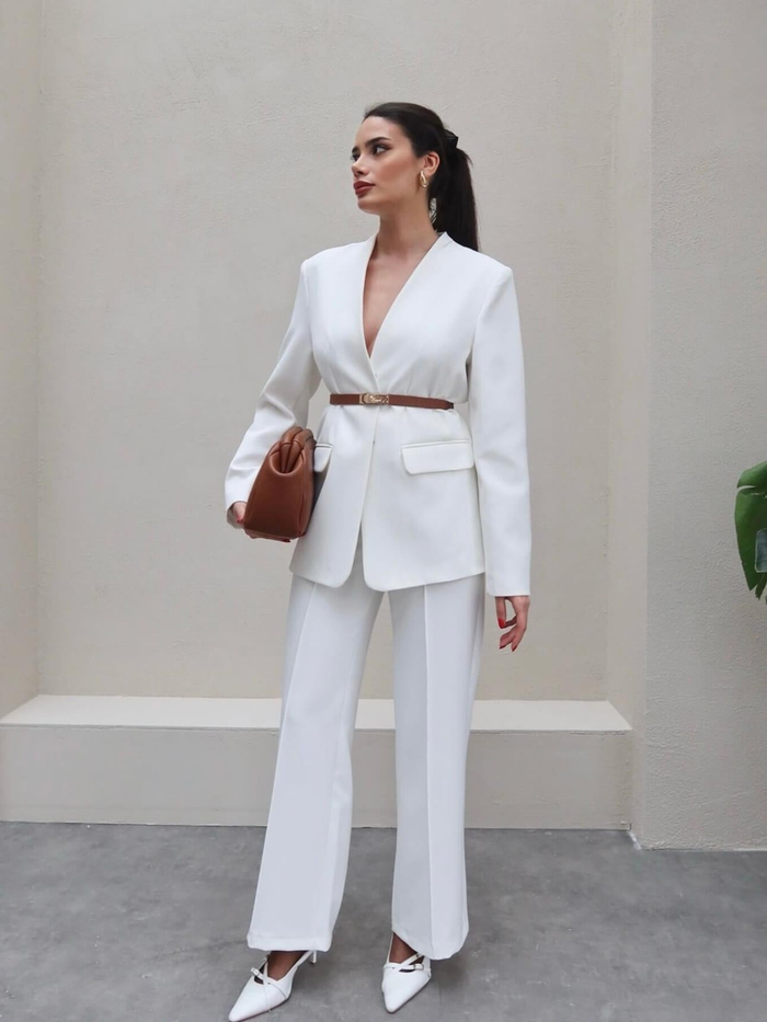 Kancalı Blazer Ceket  Pantolon Takımı