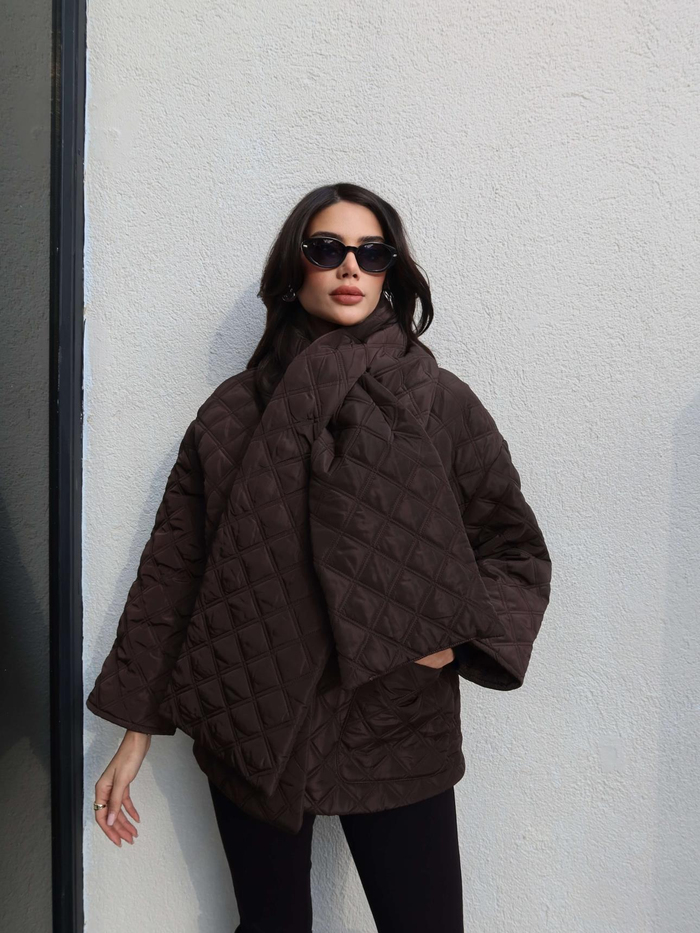 Kapitone Şal Detaylı Mont