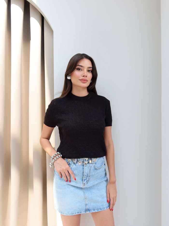 Kısa Kollu Dantel Kazak
