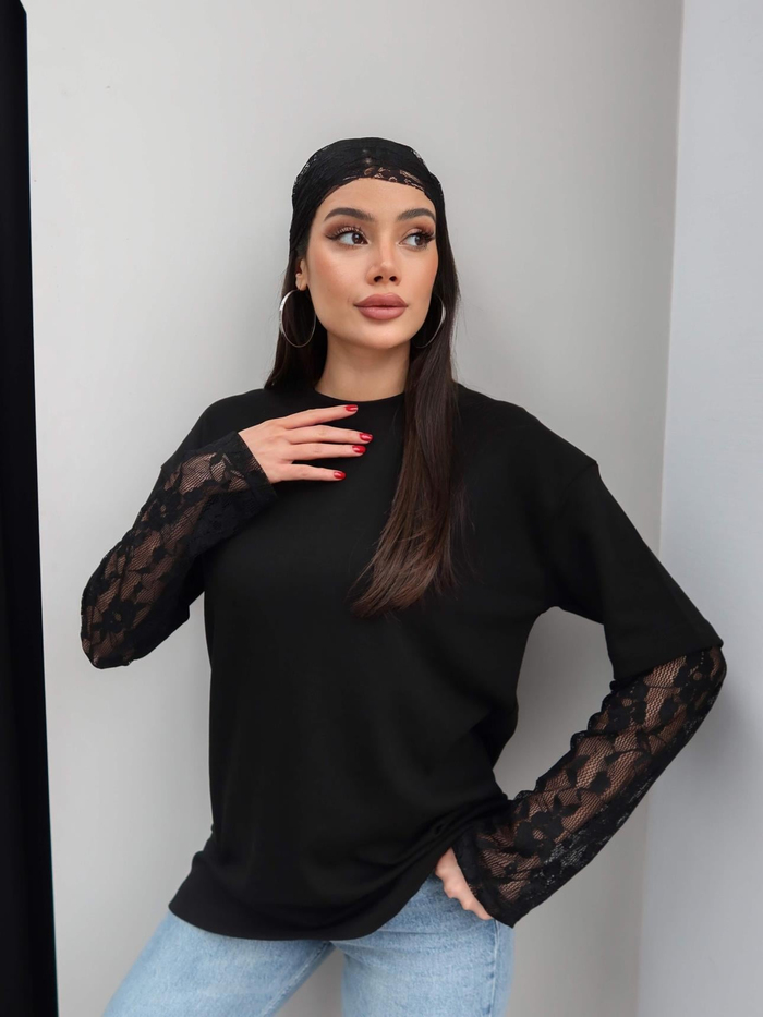 Kolları Dantel Oversize Tshirt