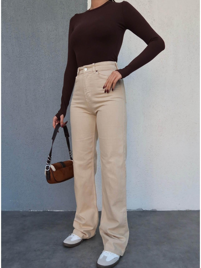 Krem Wide-Leg Jean