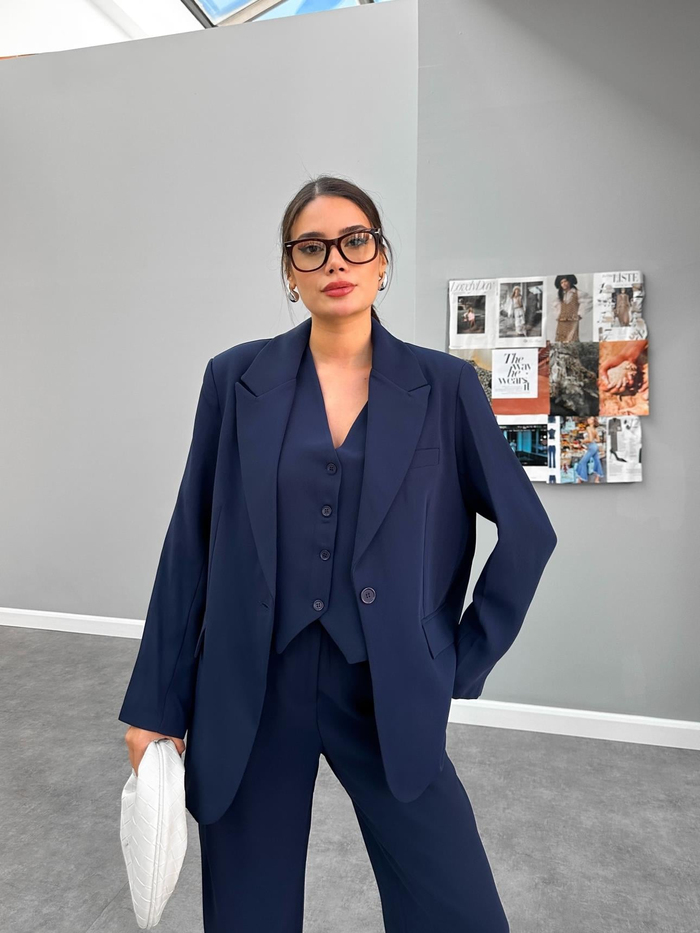 Lacivert Casual Blazer Ceket