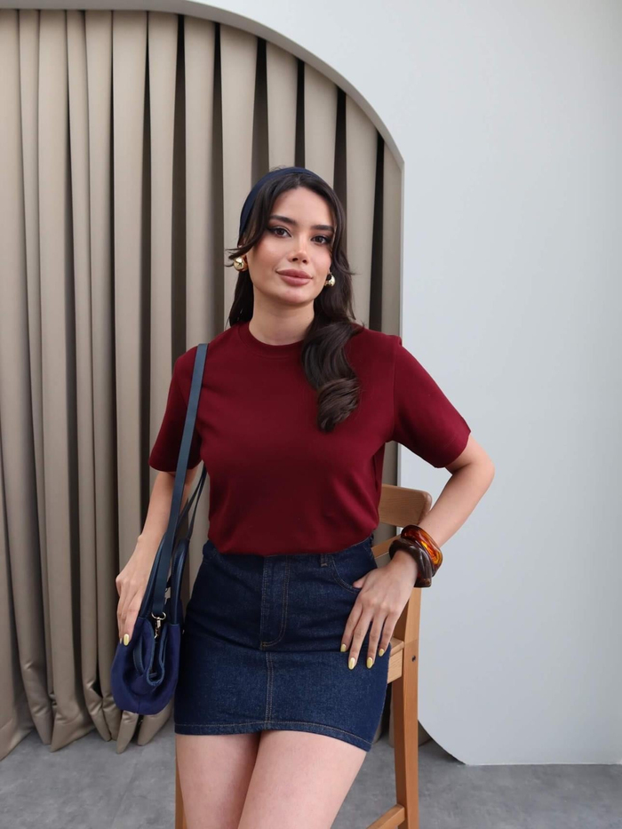 Likralı Bisiklet Yaka T-Shirt